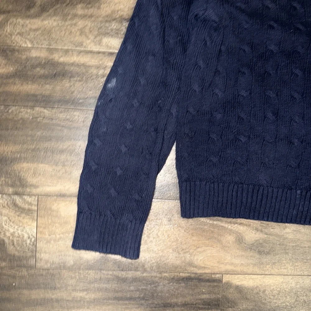 Polo Ralph Lauren Cable-Knit Pullover Crewneck Sweater Men's XL Navy Blue Pony